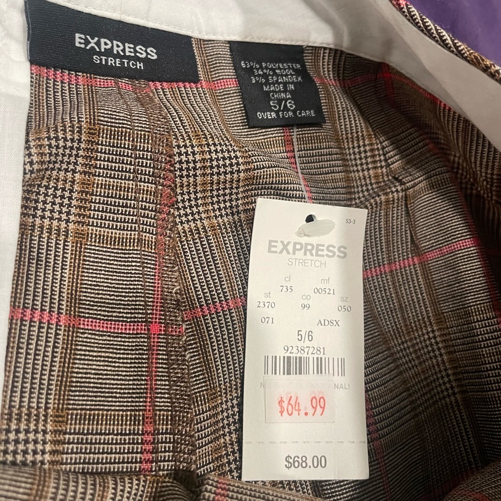 Express Checkered Pantsuit - Pink and Gray - Picture 2 of 3
